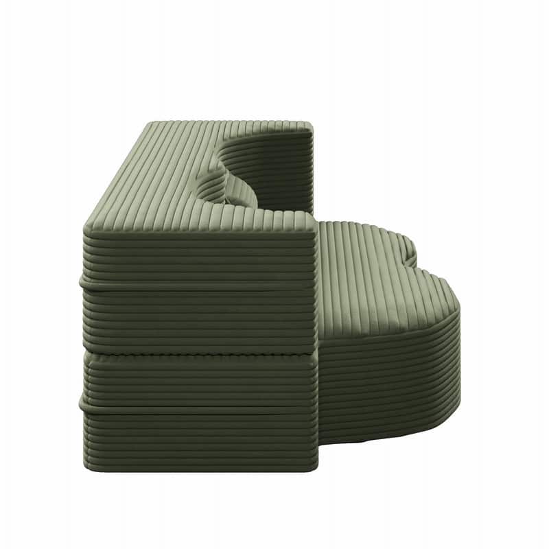 Modern 78" Full Size Convertible Corduroy Foam-Filled Sleeper Sofa,Modern Floor Sofa with 2 Pillows