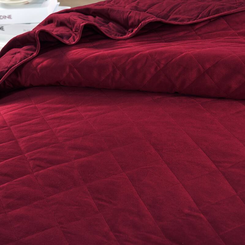 Serenta Velvet Quilts 5 Piece Ultra Soft Floor Touching Bedspread Set