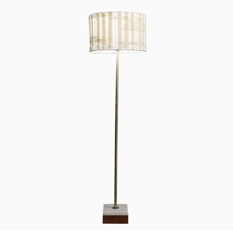Minimalist Floor Lamp, Slim Standing Light with Neutral Shade for Contemporary Living Room & Bedroom Ambience Viora Marble Base - Gold
