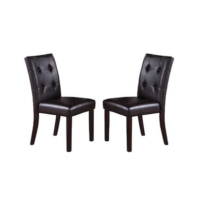 Upholstered Dining Chairs With Button Tufted in Espresso(Set of 2)