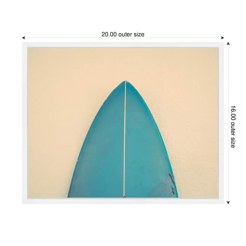Kate and Laurel Sylvie Abstract Minimalist Coastal Teal Surfboard Framed Canvas by Saint and Sailor Studios