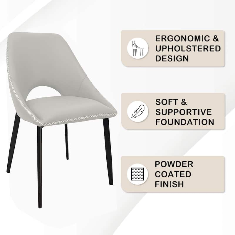 Amalfi Set of 4 Modern Fabric Upholstered Accent Dining Chairs with Curved Open Back and Metal Legs for Home or Apartment