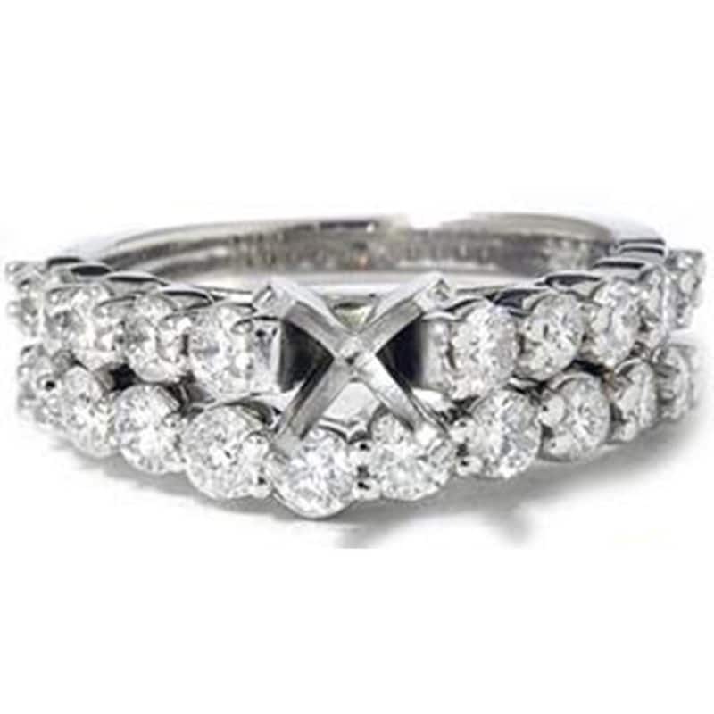 White Gold 1 1/2ct G SI Diamond Engagement Wedding Ring Set - 9