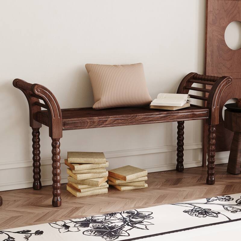 Elegant Retro Style Bench with Turned Legs