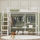preview thumbnail 3 of 5, Full Size Metal Loft Bed with Wardrobe and Storage Shelves