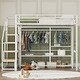 preview thumbnail 23 of 36, Twin/Full Size Metal Loft Bed with Wardrobe and Dust Bag, Multifunctional Bed Frame with Storage Staircase and Mesh Shelves