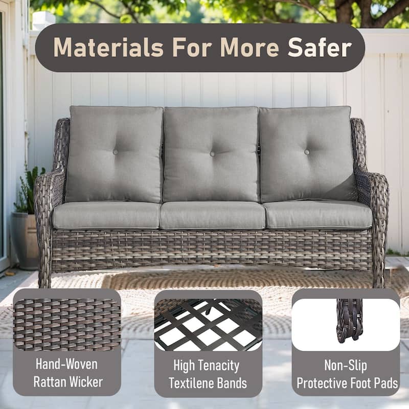 Pocassy Outdoor Sofa Swivel Chairs Table Ottoman 4 Inch Set