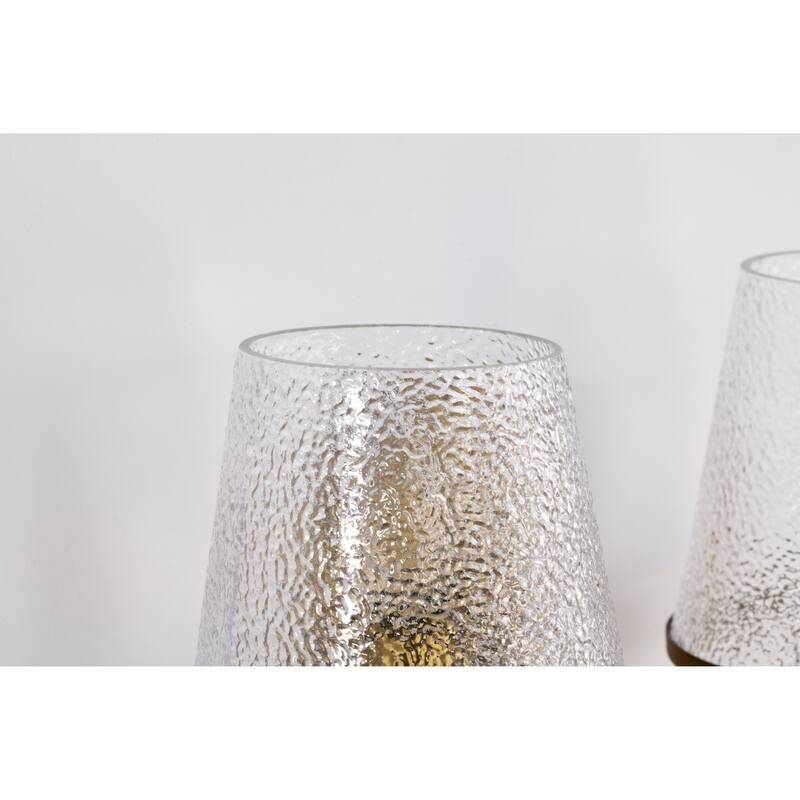 Valentine 2 Light Vanity Vintage Brass Finish Hammered Glass - Vintage Brass