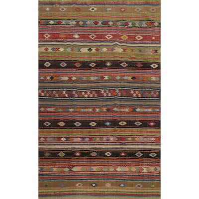 Hand Woven Oriental 100% Wool Carpet Southwestern Tribal Multi-Colored Kilim Area Rug - 9' 7'' X 5' 10''