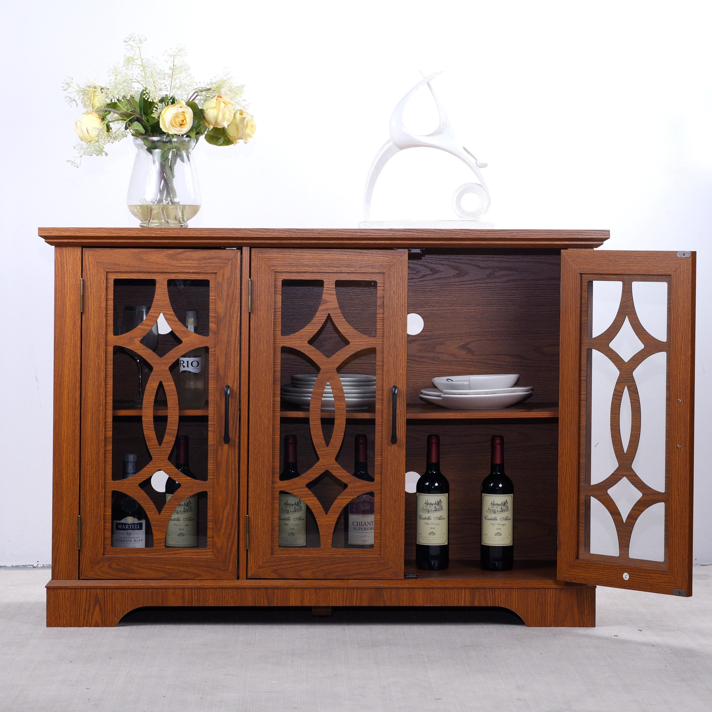Buffet Sideboard Side Cabinet Accent Storage Cabinet with Tempered Glass Doors