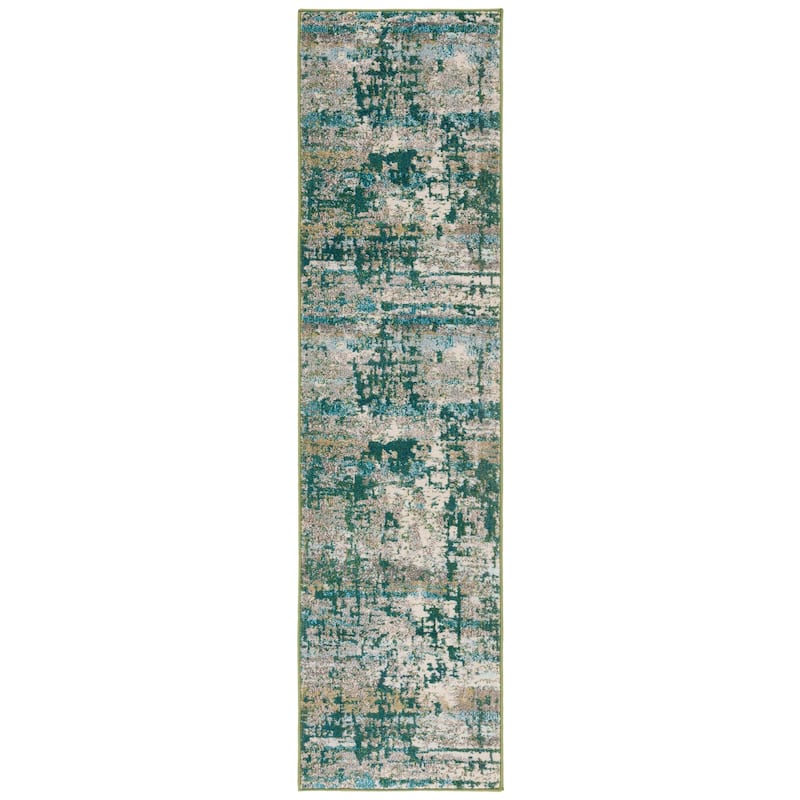 SAFAVIEH Madison Evangelina Modern Abstract Rug - 2'2" x 8' Runner - Sage/Rust