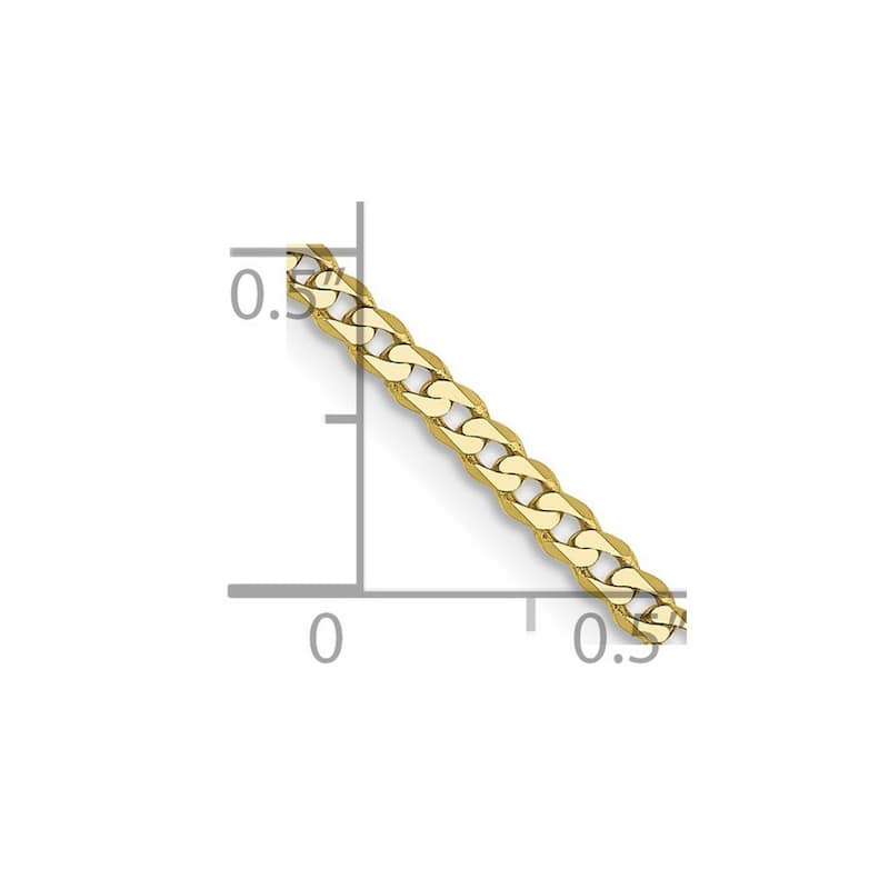 Curata 10k Yellow Gold Mens 2.2mm Flat Beveled Curb Chain Bracelet Options: 8" 9"