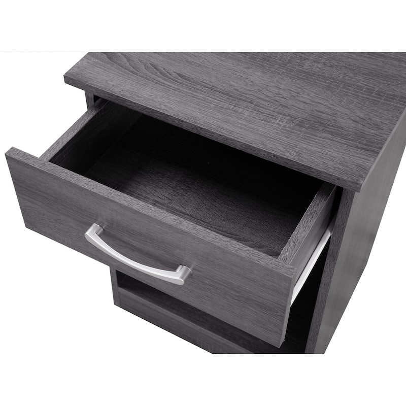 Modern Gray Nightstand with Drawer and Compact Design