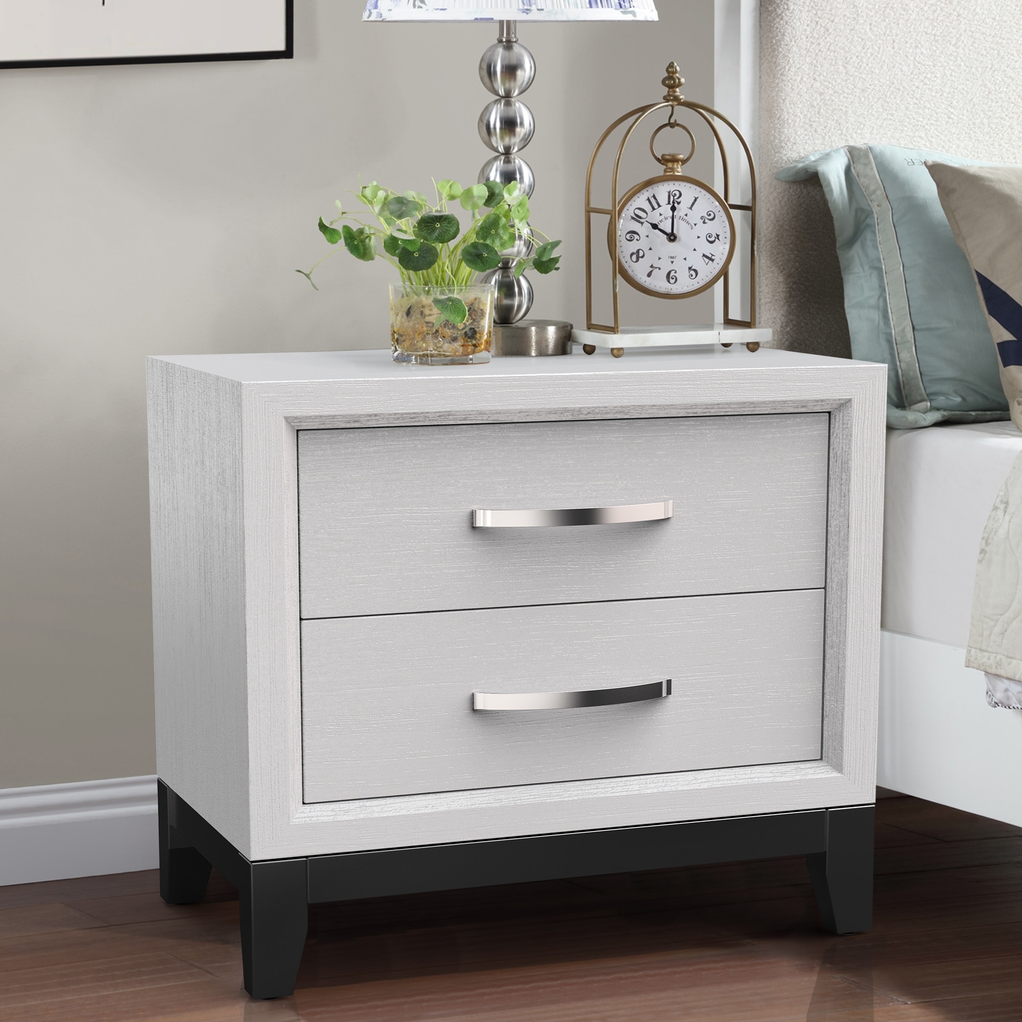 Modern White 2 - Drawer Nightstand