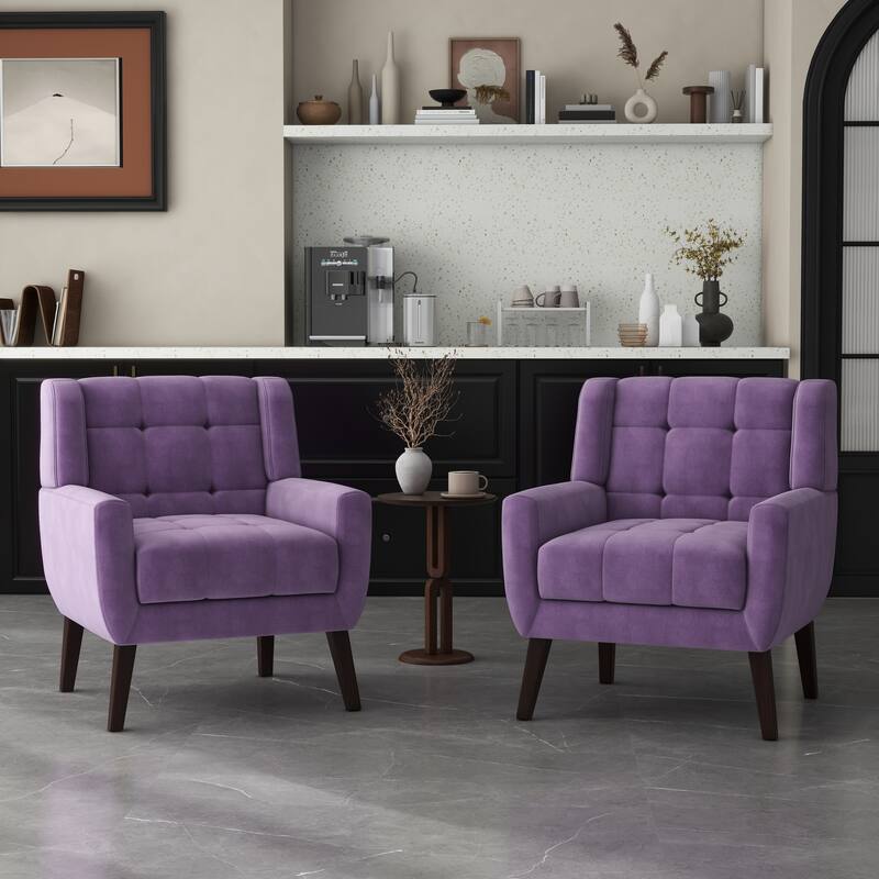Set of 2 Tufted Upholstered Accent Armchair