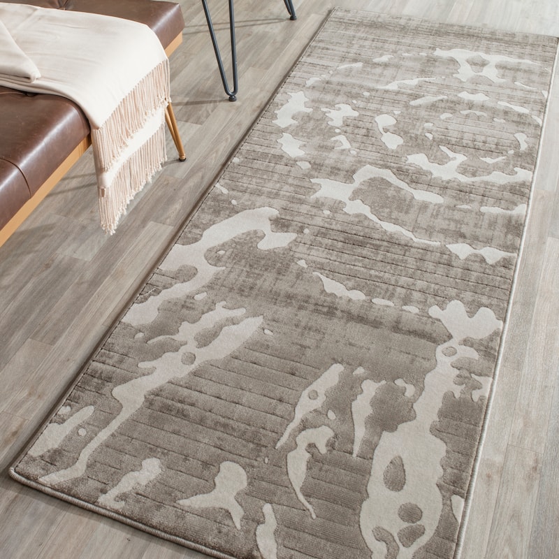 SAFAVIEH Porcello Gioconda Modern Rug - 2'4" x 6'7" Runner - Grey/Ivory