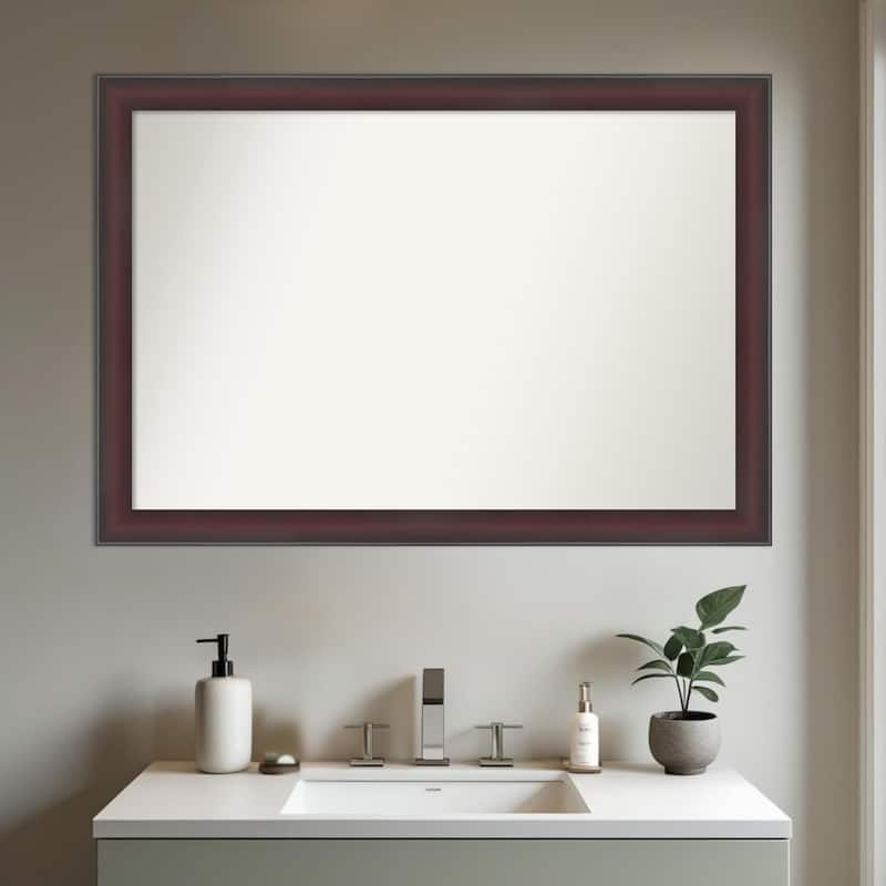Grand Narrow Non-Beveled Framed Bathroom Vanity Wall Mirror