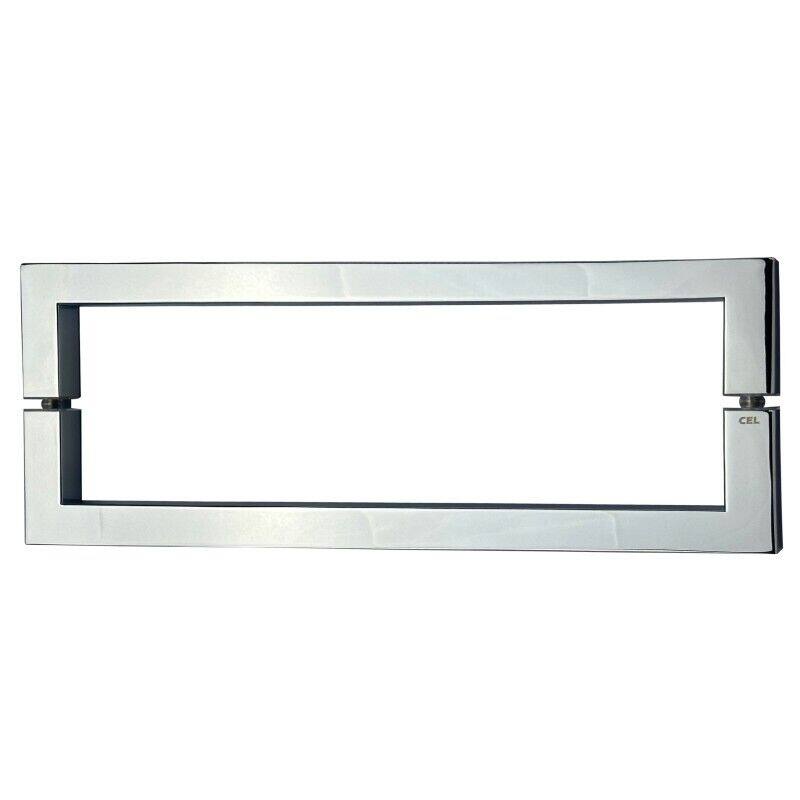 CEL 12" x 12" Square Tubing Back-to-Back Pull Handle / Towel Bar for shower door - Polished Chrome