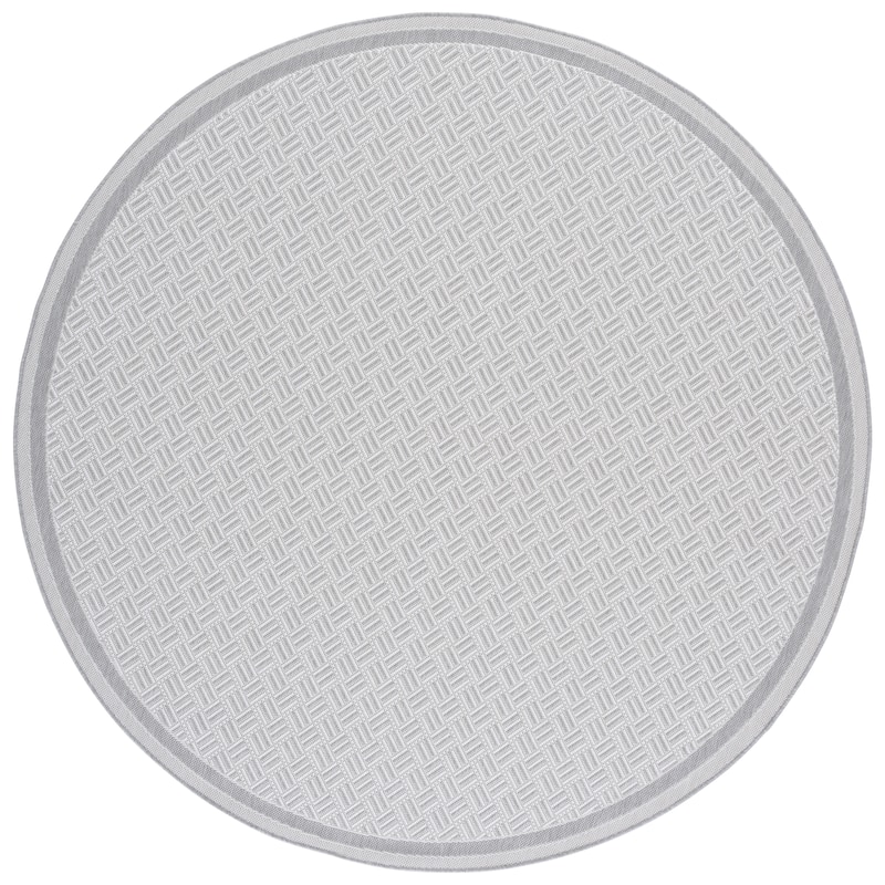 SAFAVIEH Terrace Elita Indoor/Outdoor Washable Backyard Patio Rug - 6'7" Round - Grey/Ivory
