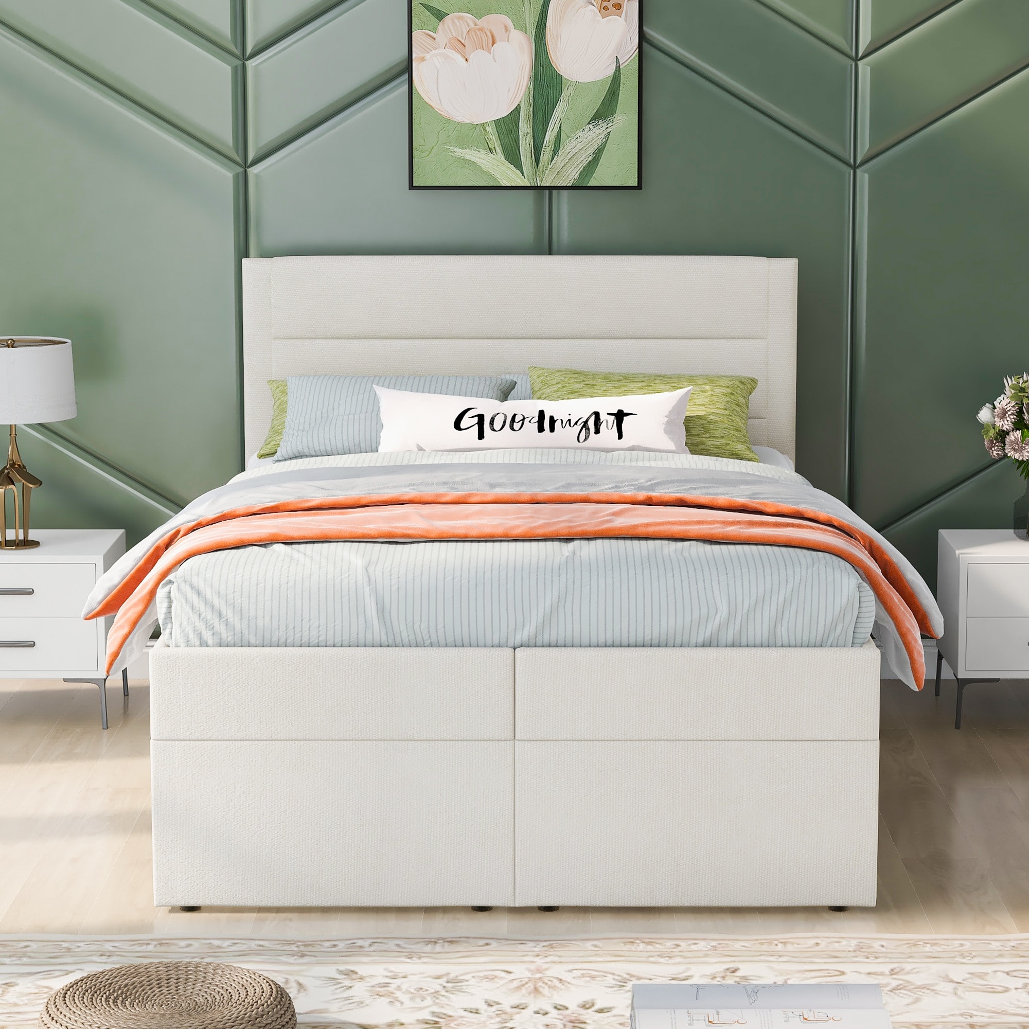 Platform bed discount with space underneath