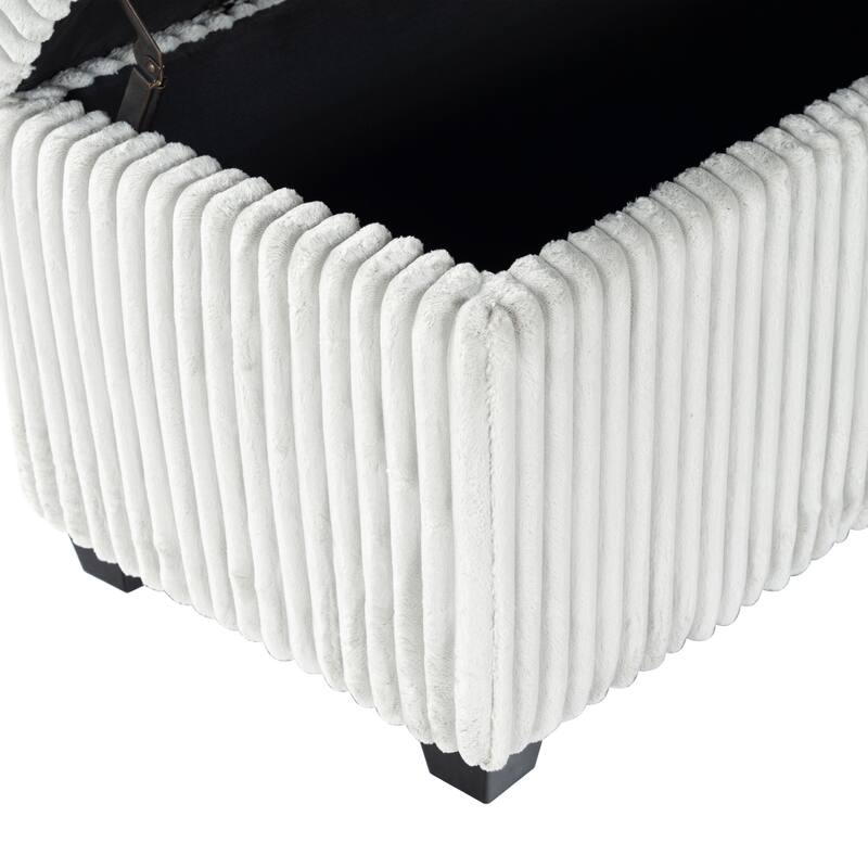 SAFAVIEH Couture Lynzie Plush Corduroy Storage Bench - 55"W x 21"D x 19"H