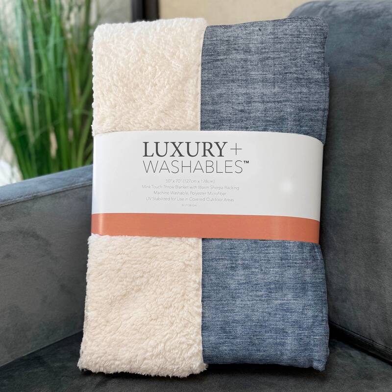 Premium Machine Washable Solid Ombre Sherpa Throw Blanket