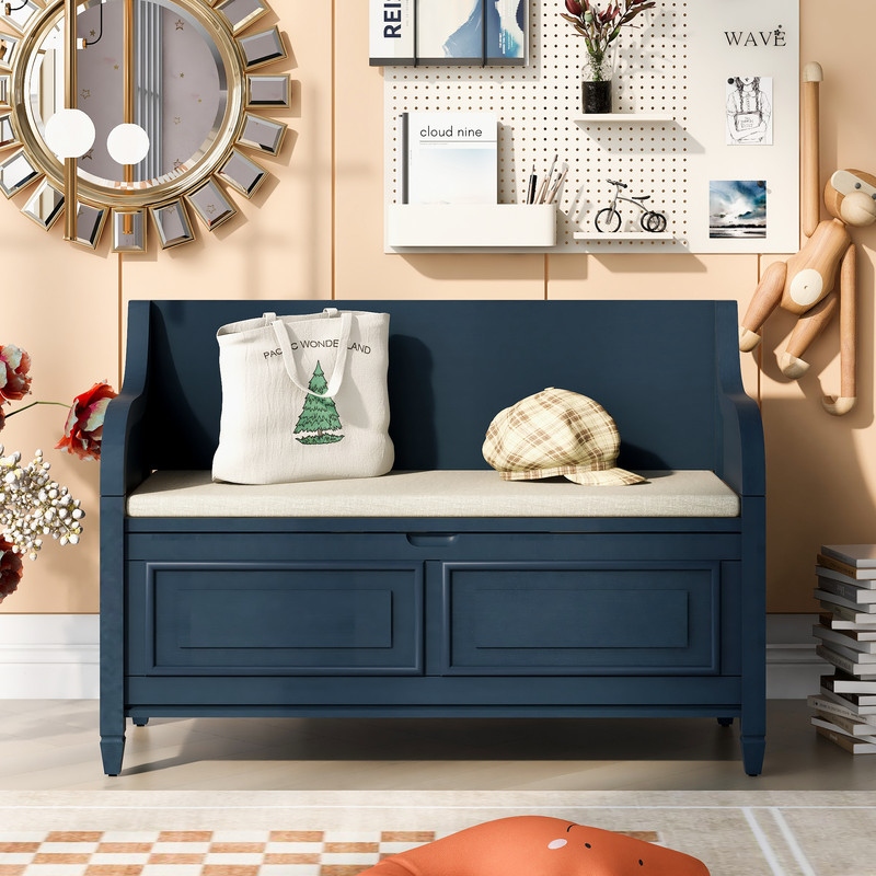 Blue storage sale bench