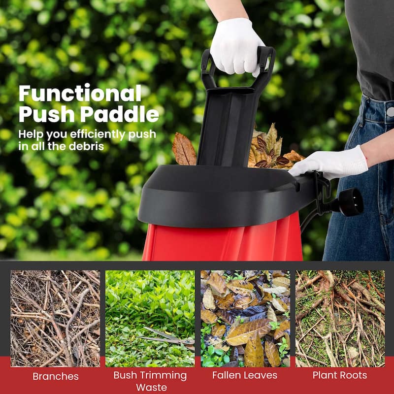 Ironmax 15 AMP Leaf Shredder Mulcher with Plunger & Collection Bag - 17" x 13" x 37" (L x W x H)
