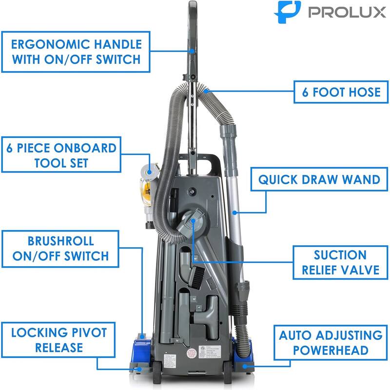 Prolux 9000 Upright Sealed HEPA Vacuum w/12 Amp Motor and Onboard Tools