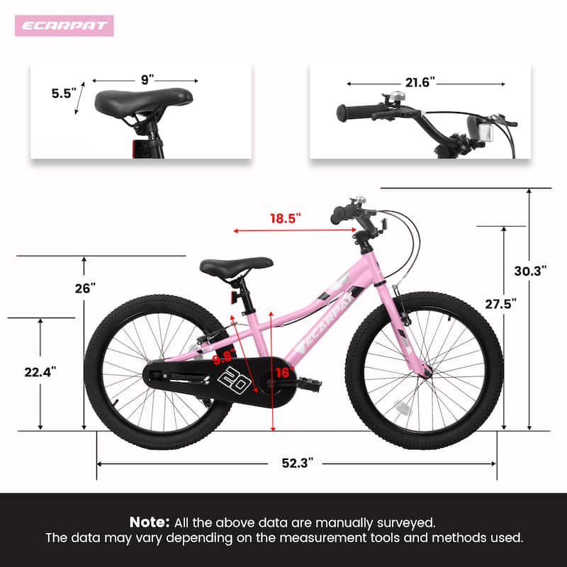 Kids' Bike 20 Inch Wheels, 1-Speed Boys Girls Child Bicycles For 3-5Years, Front V Brake, Rear Holding Brake
