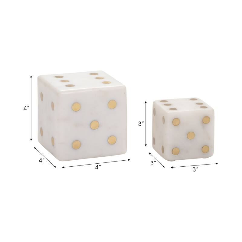 Sagebrook Home Luxury Marble and Steel Dice - Exclusive Home Decor Games for Sophisticated Fun, Set of 2 - 4" x 4" x 4"