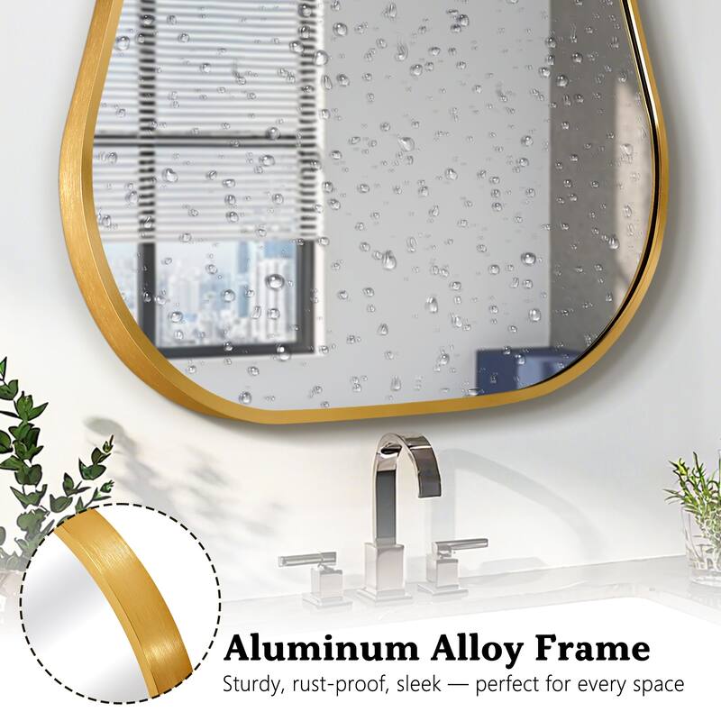 Gourd-Shaped Aluminum Alloy Framed Wall Mirror Asymmetrical Irregular Wall Mirror