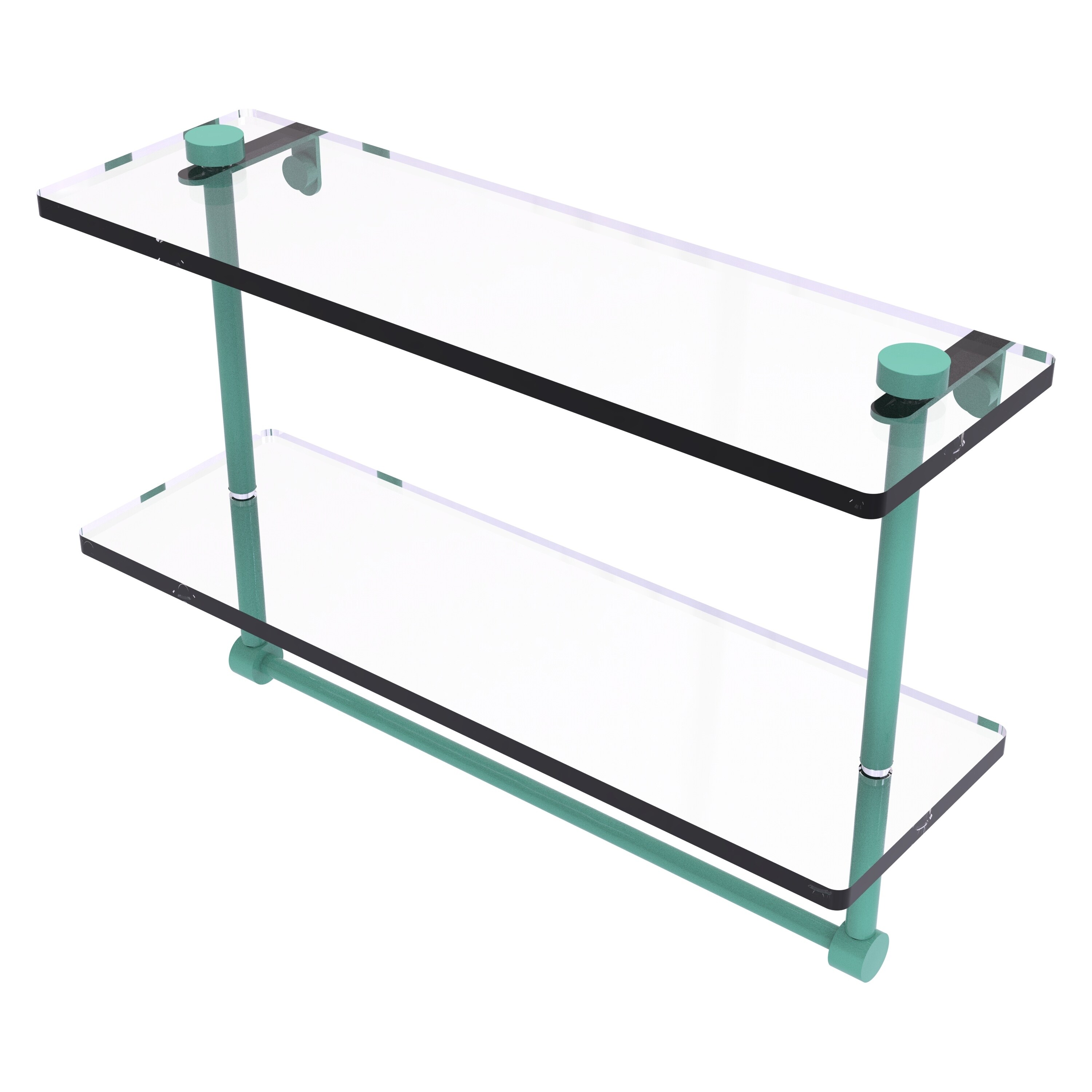 Allied Brass 16 Inch Two Tiered Glass Shelf with Integrated Towel Bar