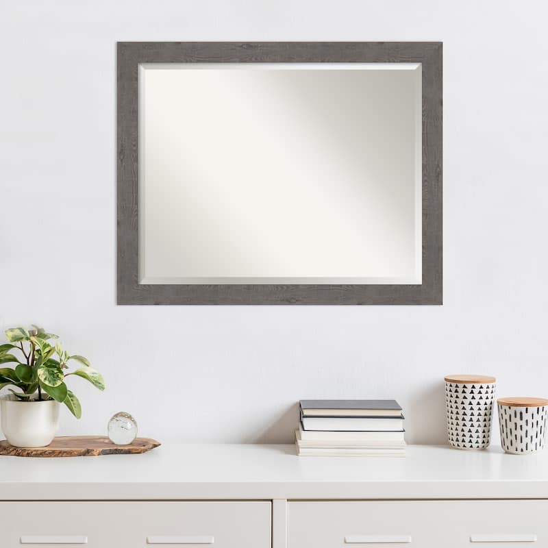 Beveled Wall Mirror - Rustic Plank Narrow Frame