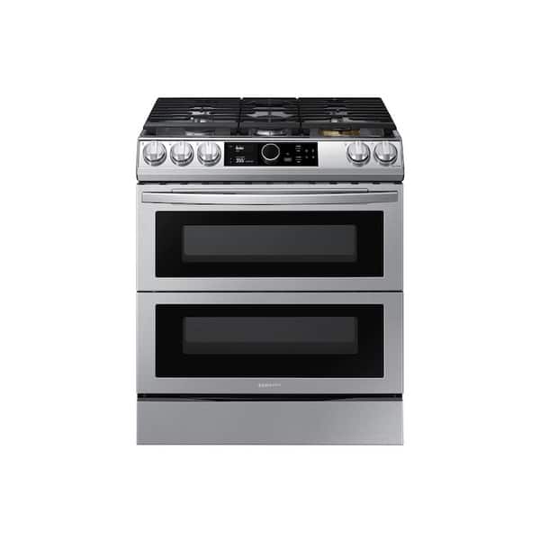 Samsung 6.0 cu. ft. Flex Duo™ Front Control Slidein Gas Range On