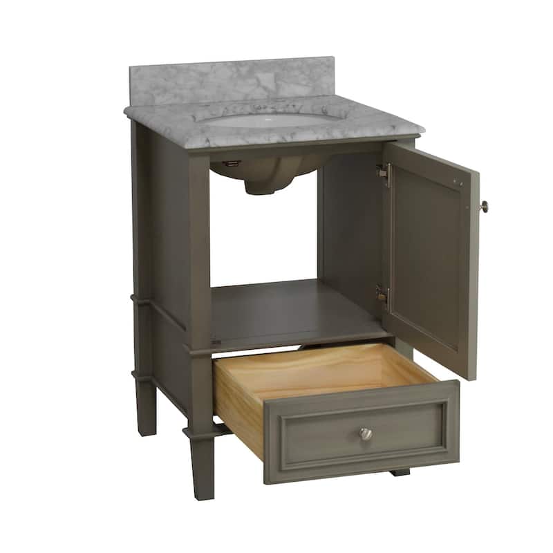 KitchenBathCollection Olivia 24" Bathroom Vanity with Carrara Marble Top