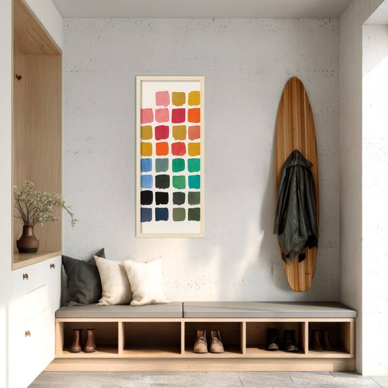 Amanti Art Framed Fabric Pinboard Retro Color Chart by Wild Apple Portfolio Printed Bulletin Board - Board Size 16 x 40