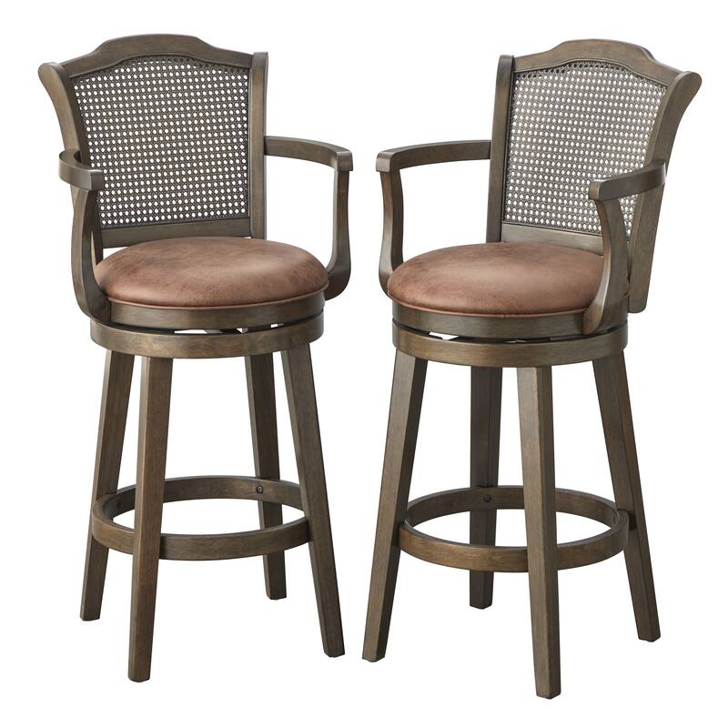 Lifestorey Thurston Solid Wood Cane 30-inch Swivel Barstool