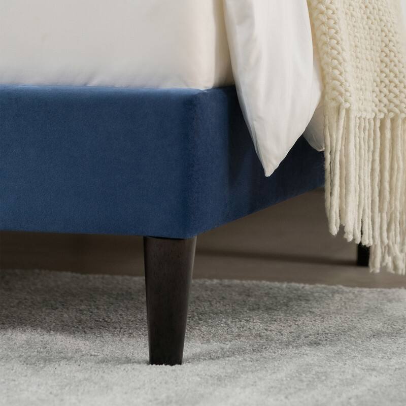 Eleanor Upholstered Platform Bed Frame with Vertical Stripe Headboard