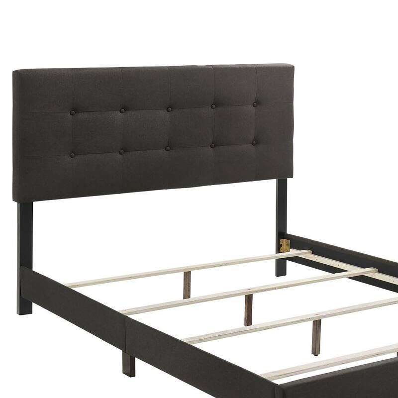 Tufted Full Panel Bed in Charcoal with Modern Design