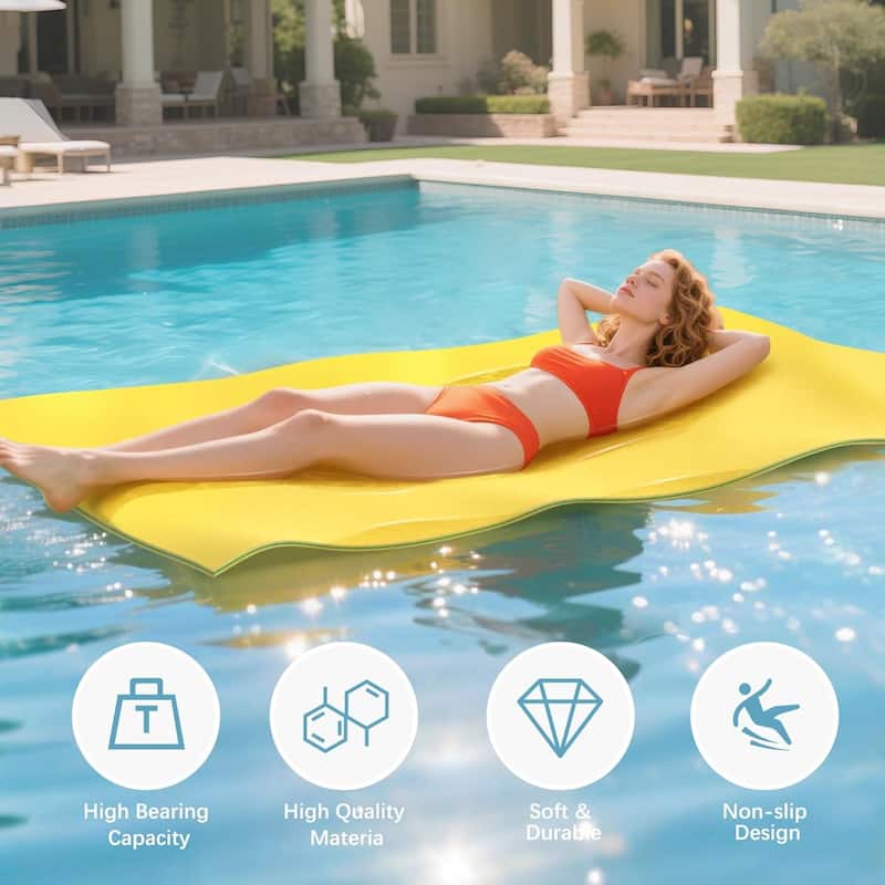 6 Ft Swimming Pool Floating Pad Foam Mat for 1 Adults, 3-Layer Tear-Resistant XPE Foam