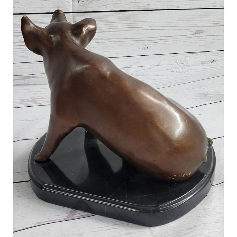 Bronze Metal Cute Pig Statue Sculpture Figure Figurine After Pj Mene 8.5 Inches X 10 Inches