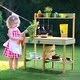 preview thumbnail 10 of 9, Natural-Green Cedar Wood Outdoor Mud Kitchen Playset for Kids - 15.4” D x 30” W x 36” H