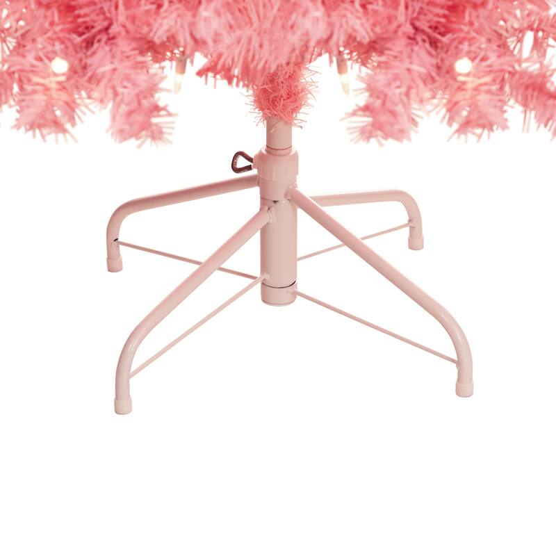 Pre-Lit Medium Pink Pine Artificial Christmas Tree - 4.5’ - Clear Lights