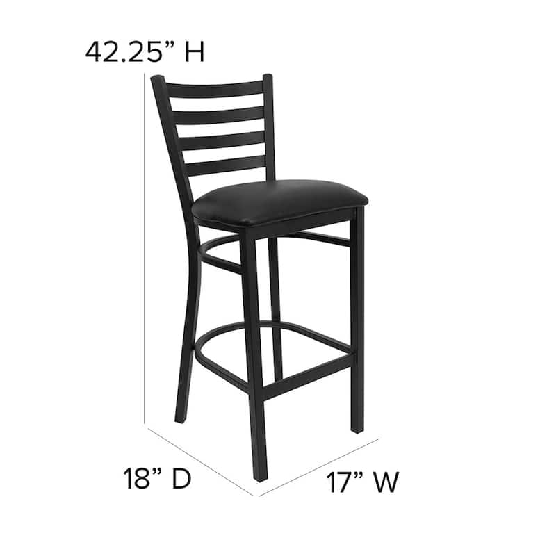 Ladder Back Metal Restaurant Barstool - 17"W x 18"D x 42.25"H