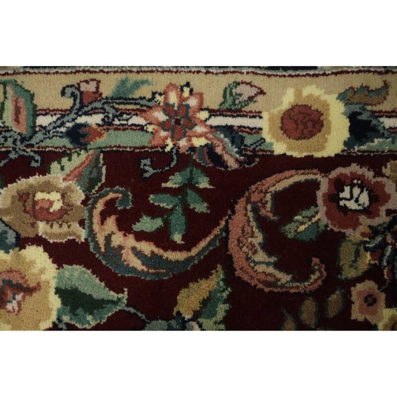 Hand Knotted Oriental 100% Wool Carpet Traditional All-Over Black Aubusson Area Rug - 10' 2'' X 7' 10''