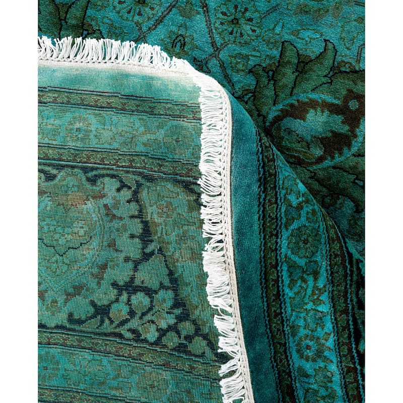 Overdyed One-of-a-Kind Hand-Knotted Area Rug - Green - 9' 1" x 9' 1"