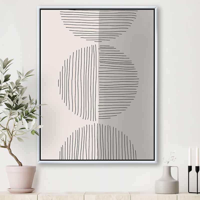 Designart "Minimal Geometric Lines And Circle VII" Modern Framed Canvas Wall Art Print
