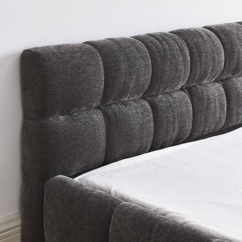 Spruce & Spring Queen Size Upholstered Bed Frame with Chenille Fabric