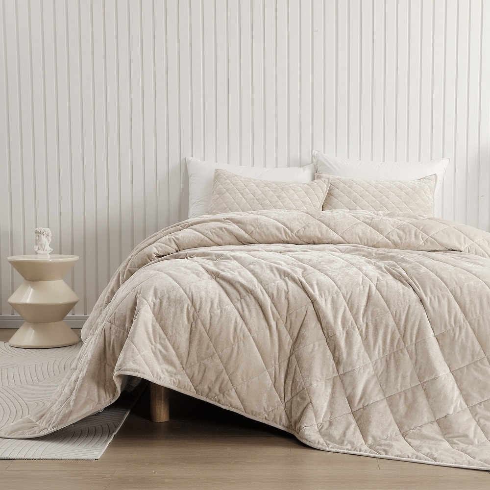 Wonderful Diamond Velvet 3 Piece Quilt Set